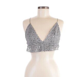 NIDODILEDA Women's Sequined‎ Bralette Gray Embroidered Size M/L